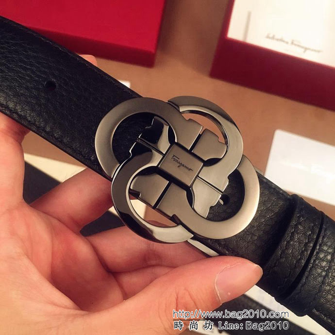 Ferragamo菲拉格慕 雙面進口頭層牛皮荔枝紋 獨特復古風格 精鋼扣 男士皮帶  xfp1189